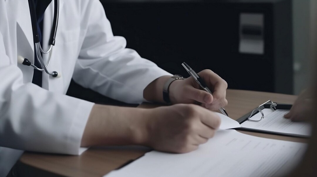  una persona escribiendo en una hoja de papel